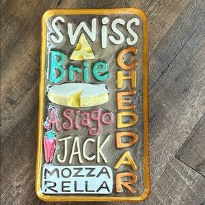 Lori Siebert Silvestri by Demdaco fused glass cheese platter Serving Tray Bright